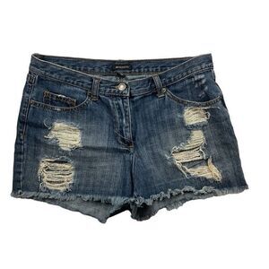 I Heart Ronson Distressed Jean Shorts‎ Women's 8 Raw Hem 2" Inseam